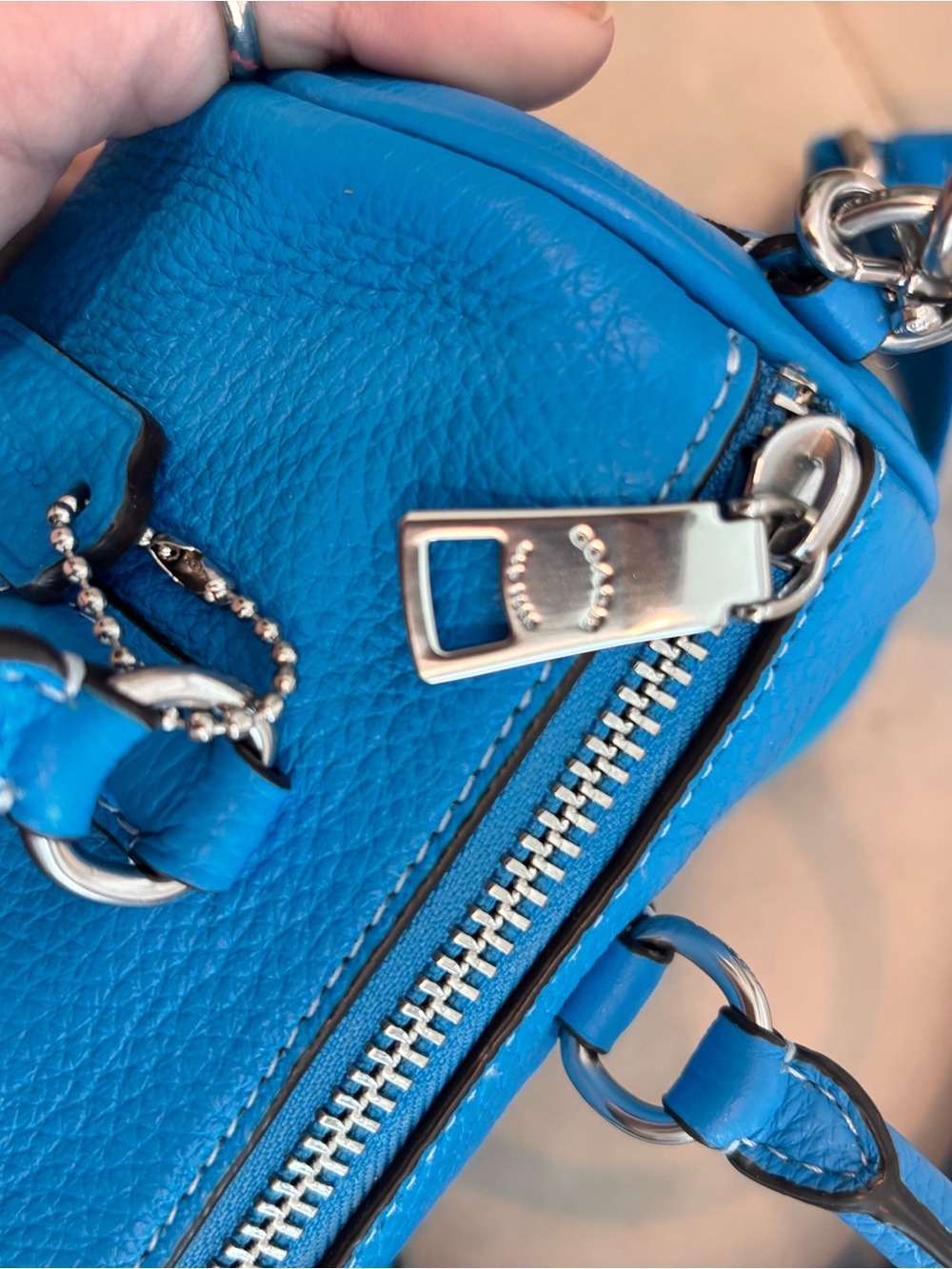 COACH Lacey “Electric Blue" Pebbled Leather Mini Crossbody Bag $398+ - Picture 13 of 16